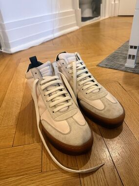 Women’s Casual High-Top Sneakers in Cream with Gum Sole